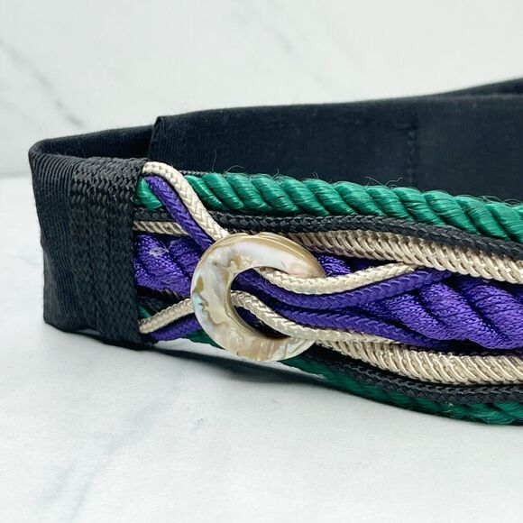 Vintage Ione Rope Mother Pearl Shell Beaded Cinch Belt Medium (M) ✨ - Picture 7 of 12